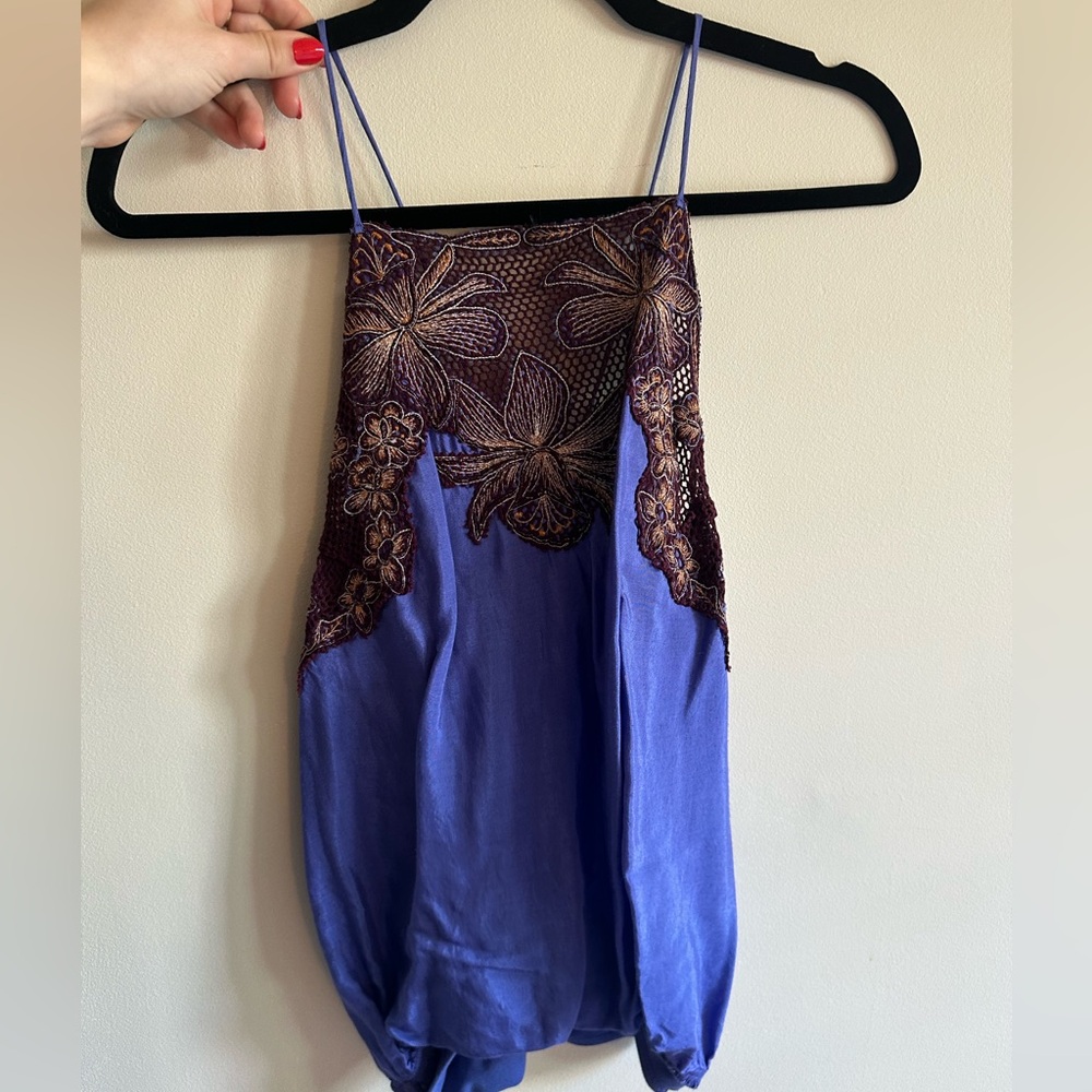Free People bodysuit floral purple